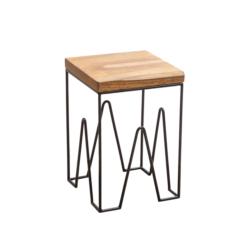 LILLIAN Wood & Steel Square W Stool