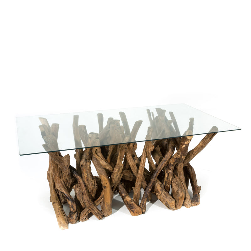 THRUNTON Wood & Glass Dining Table