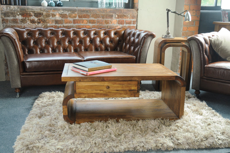 LOUNJ Natural Coffee Table With Drawer