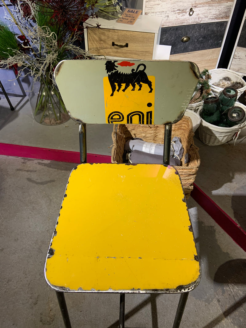 Oil Barrel Upcycled Bar Stool - Yellow ENI