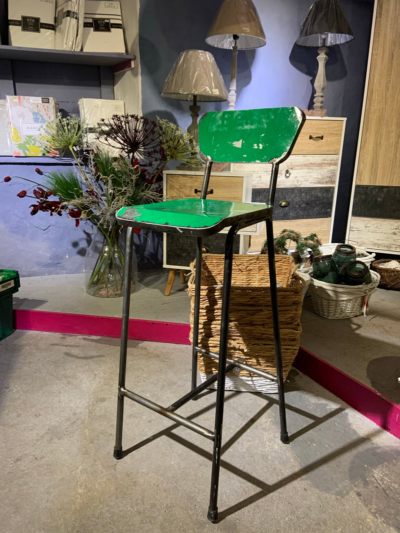 Oil Barrel Upcycled Bar Stool - Green